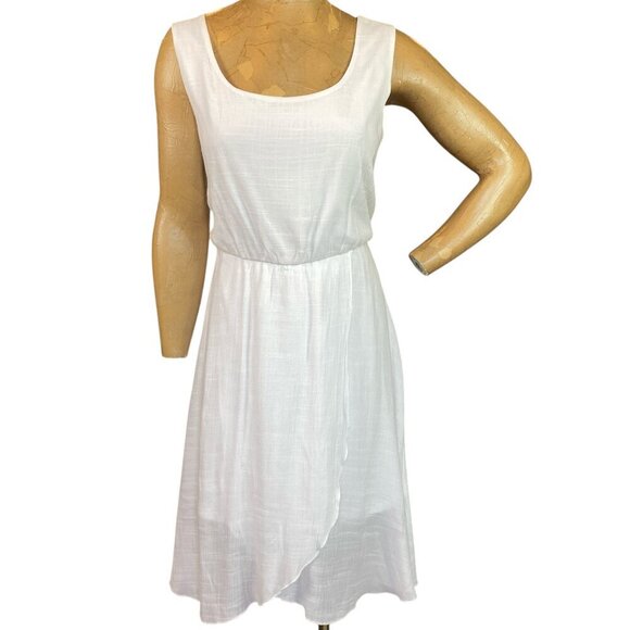 AUW White Flowy Sleeveless Dress Sz L #127L - Picture 1 of 7